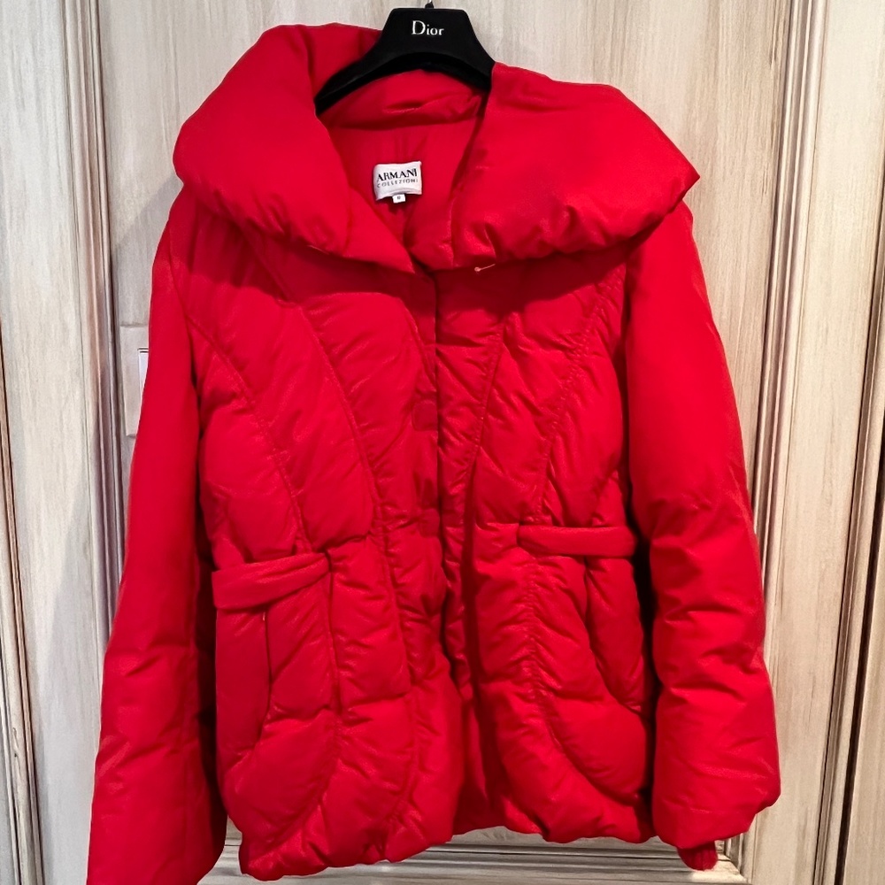- Armani Collezioni Red Down Puffer Jacket size 6